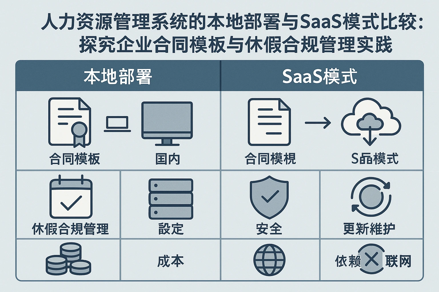 人力资源管理系统的本地部署与SaaS模式比较：探究企业合同模板与休假合规管理实践
