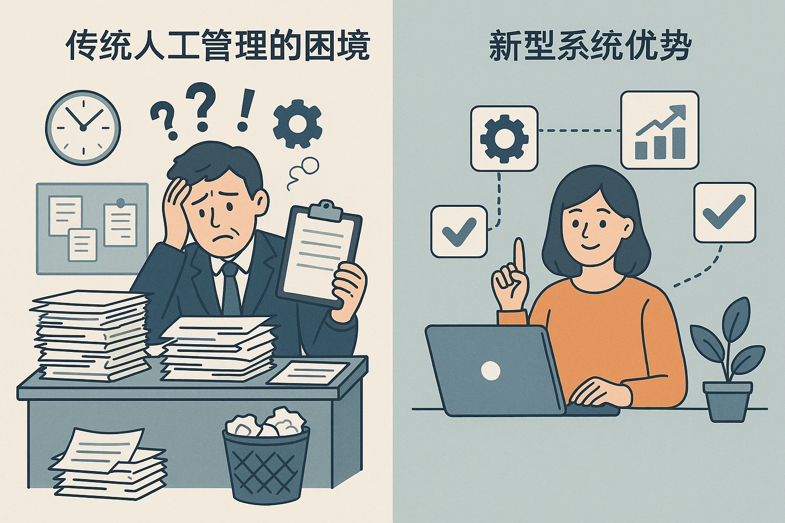 传统人工管理的困境与新型系统优势