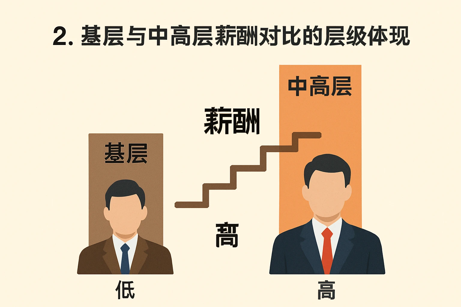 2. 基层与中高层薪酬对比的层级体现