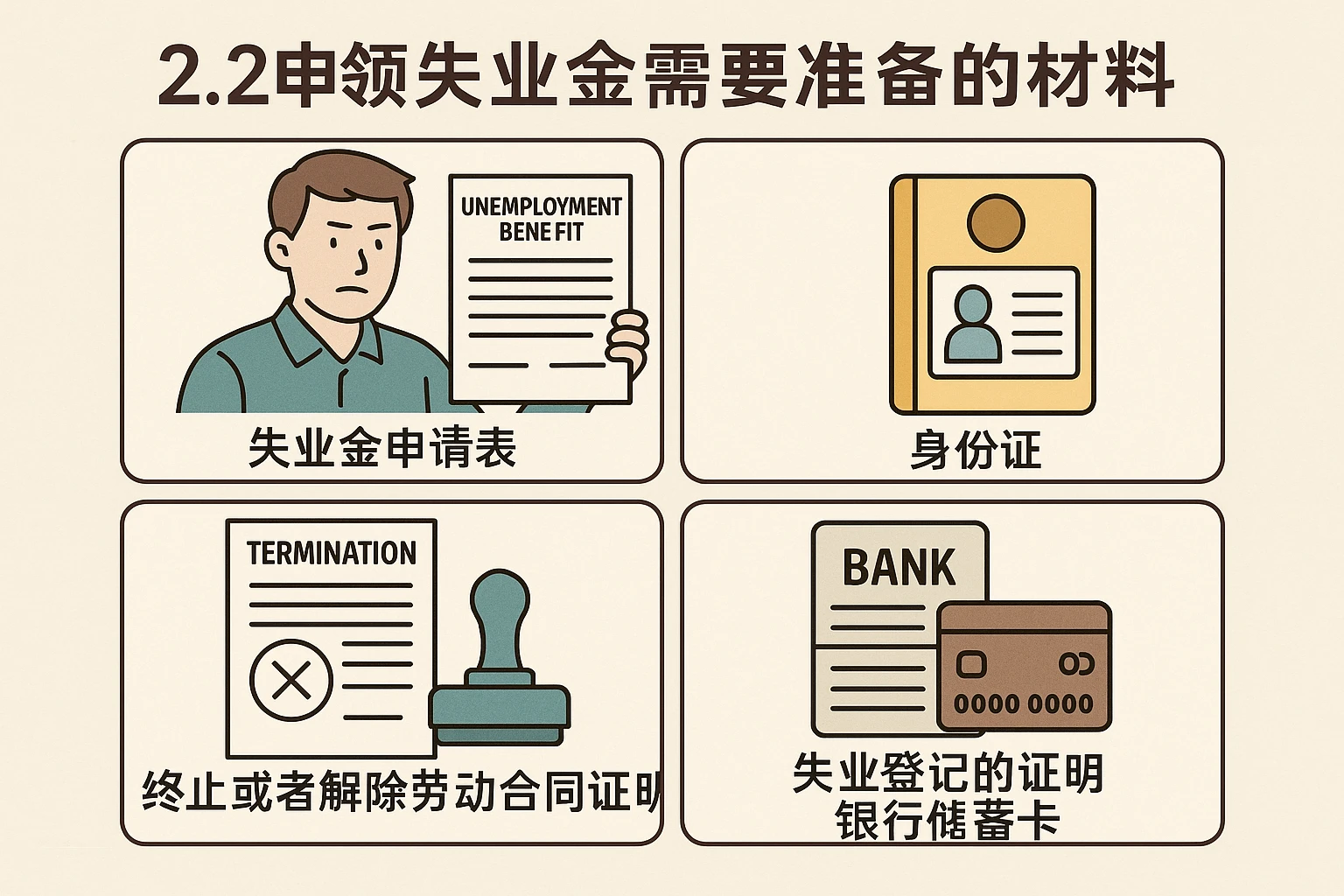 2.2 申领失业金需要准备的材料