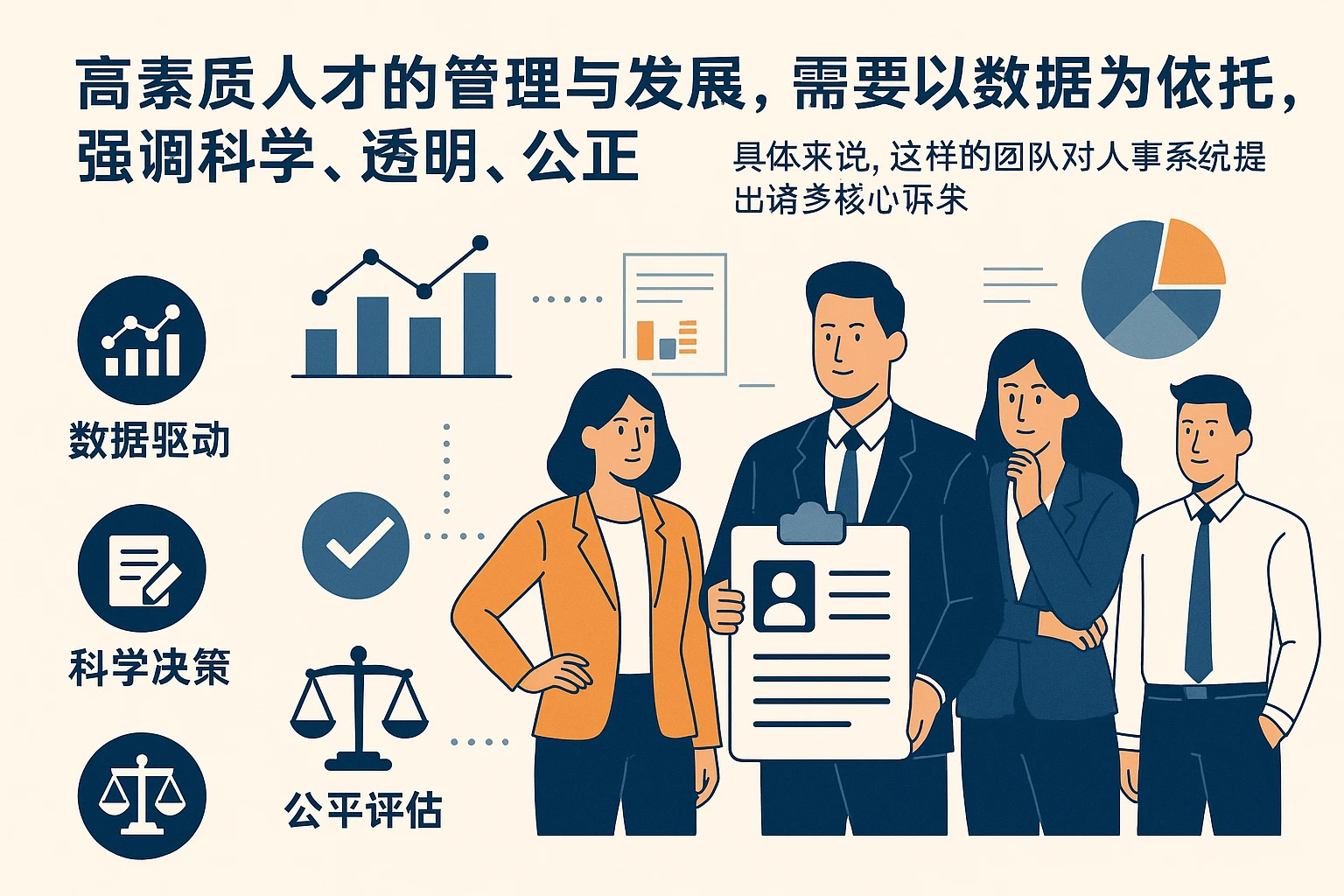 高素质人才的管理与发展，需要以数据为依托，强调科学、透明、公正。具体来说，这样的团队对人事系统提出诸多核心诉求：