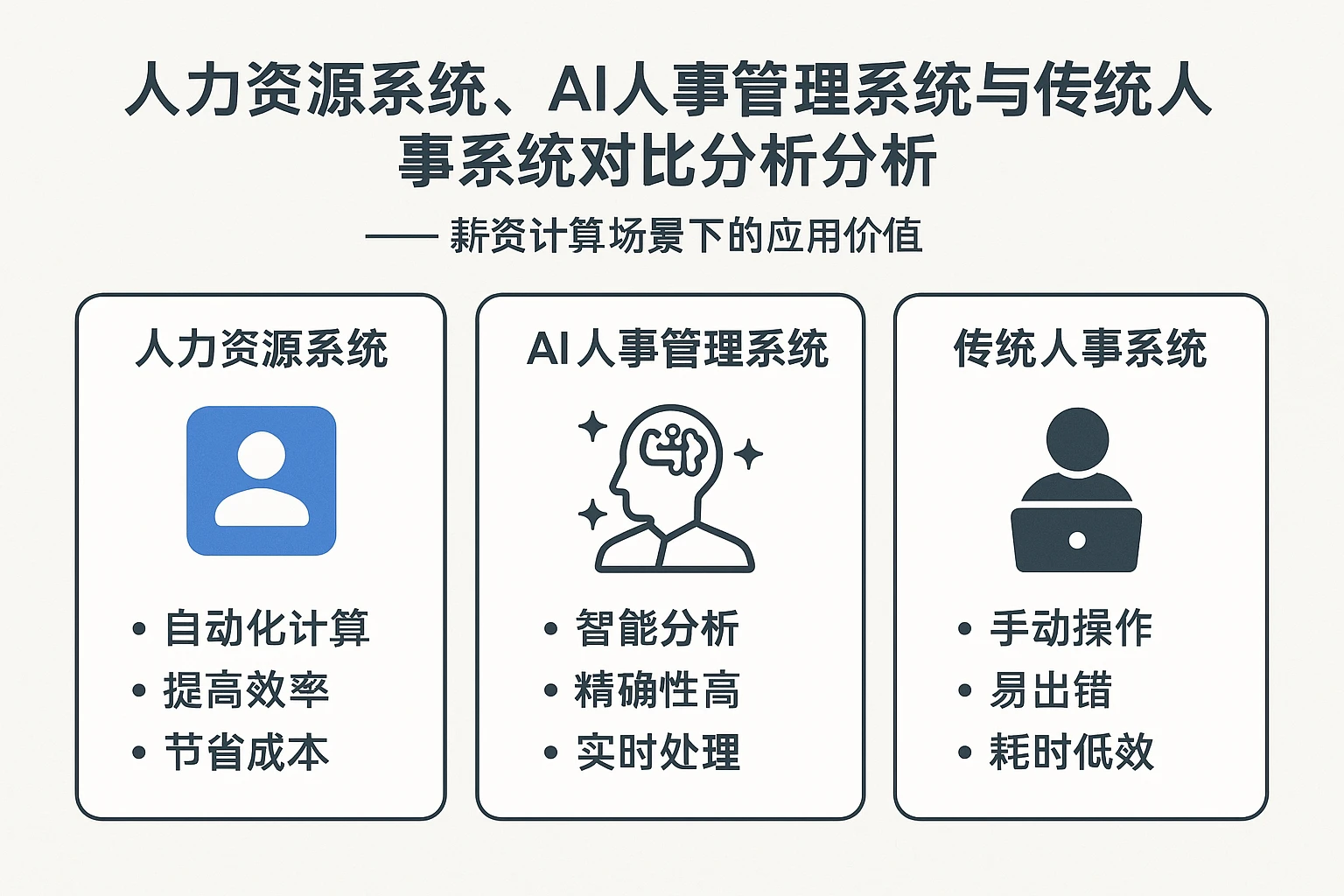 人力资源系统、AI人事管理系统与传统人事系统对比分析 —— 薪资计算场景下的应用价值