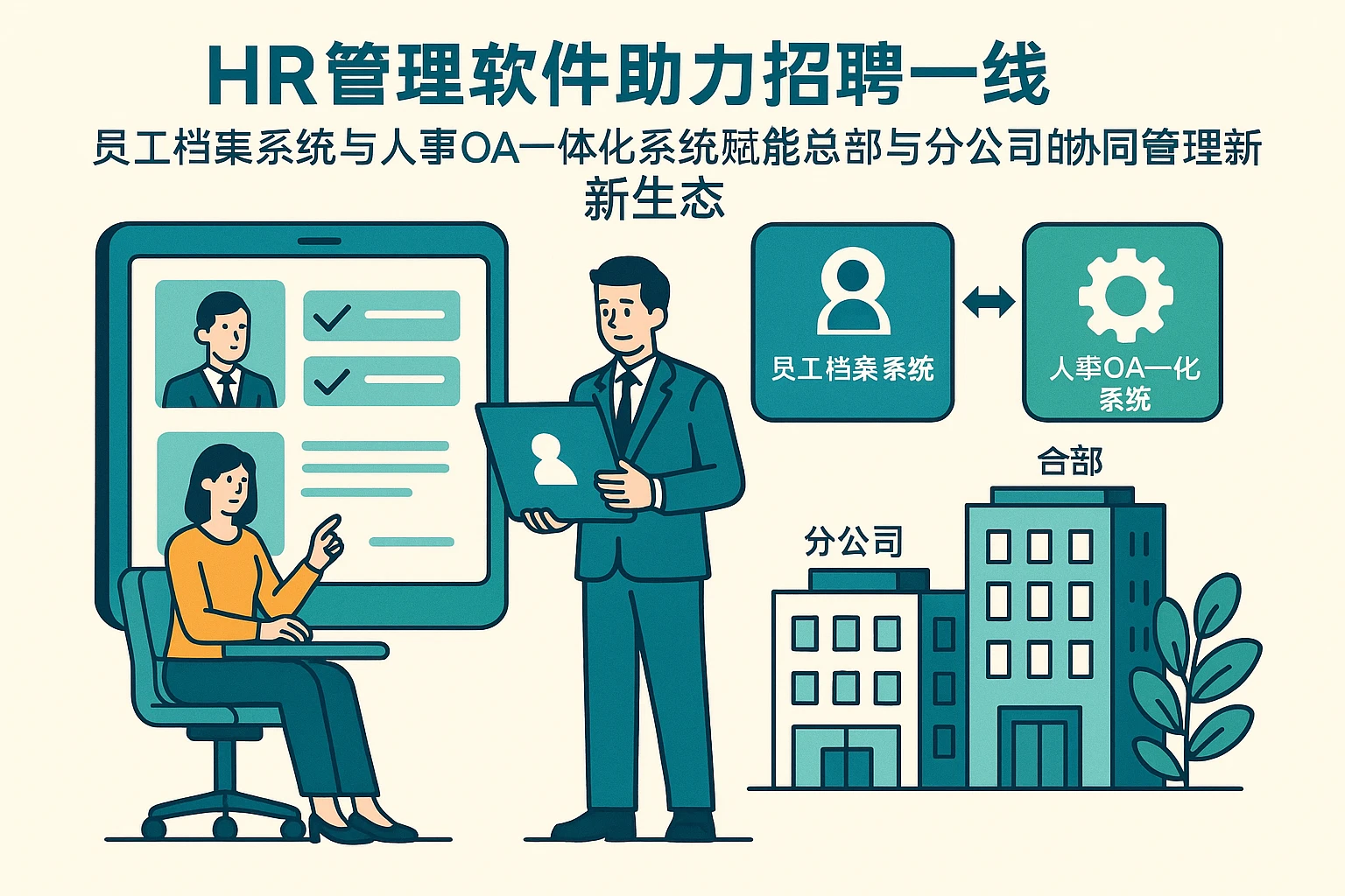 HR管理软件助力招聘一线，员工档案系统与人事OA一体化系统赋能总部与分公司的协同管理新生态