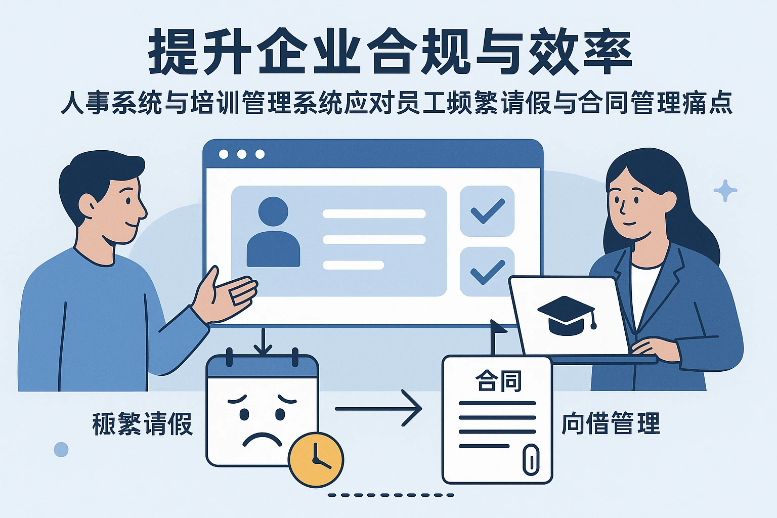提升企业合规与效率——人事系统与培训管理系统应对员工频繁请假与合同管理痛点