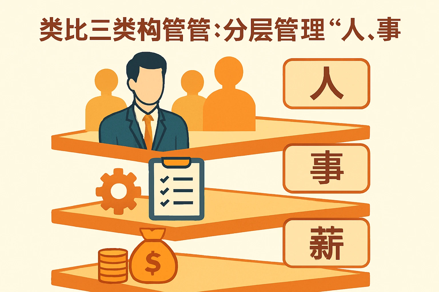 类比三类拘留：分层管理 “人、事、薪”