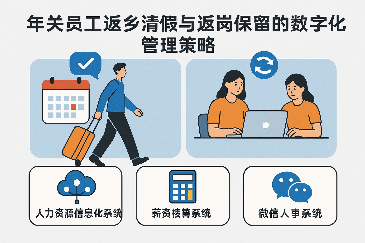 年关员工返乡请假与返岗保留的数字化管理策略——以人力资源信息化系统、薪资核算系统、微信人事系统为核心