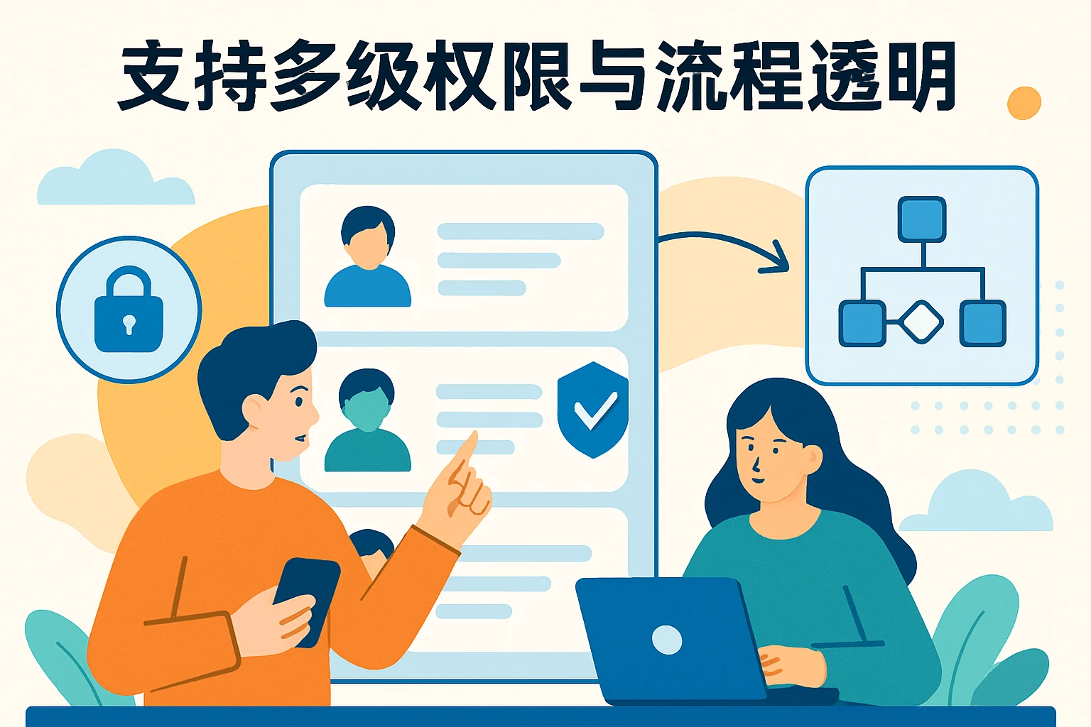 支持多级权限与流程透明