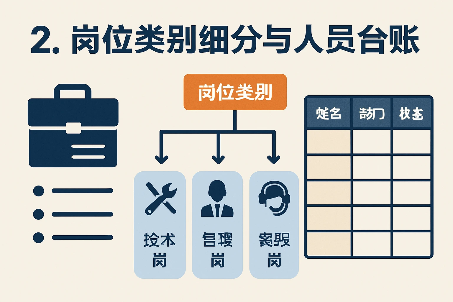 2. 岗位类别细分与人员台账