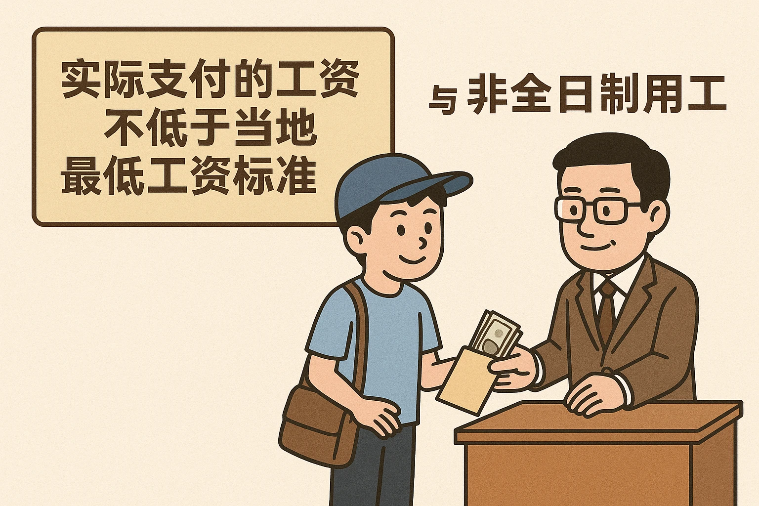 “实际支付的工资不低于当地最低工资标准”与非全日制用工