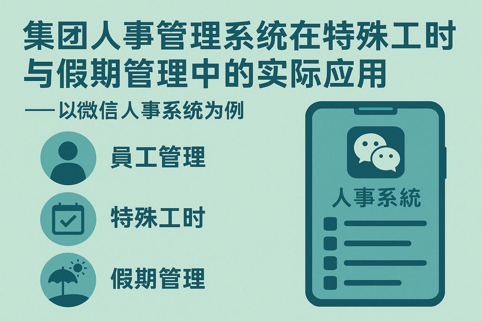 集团人事管理系统在特殊工时与假期管理中的实际应用——以微信人事系统为例