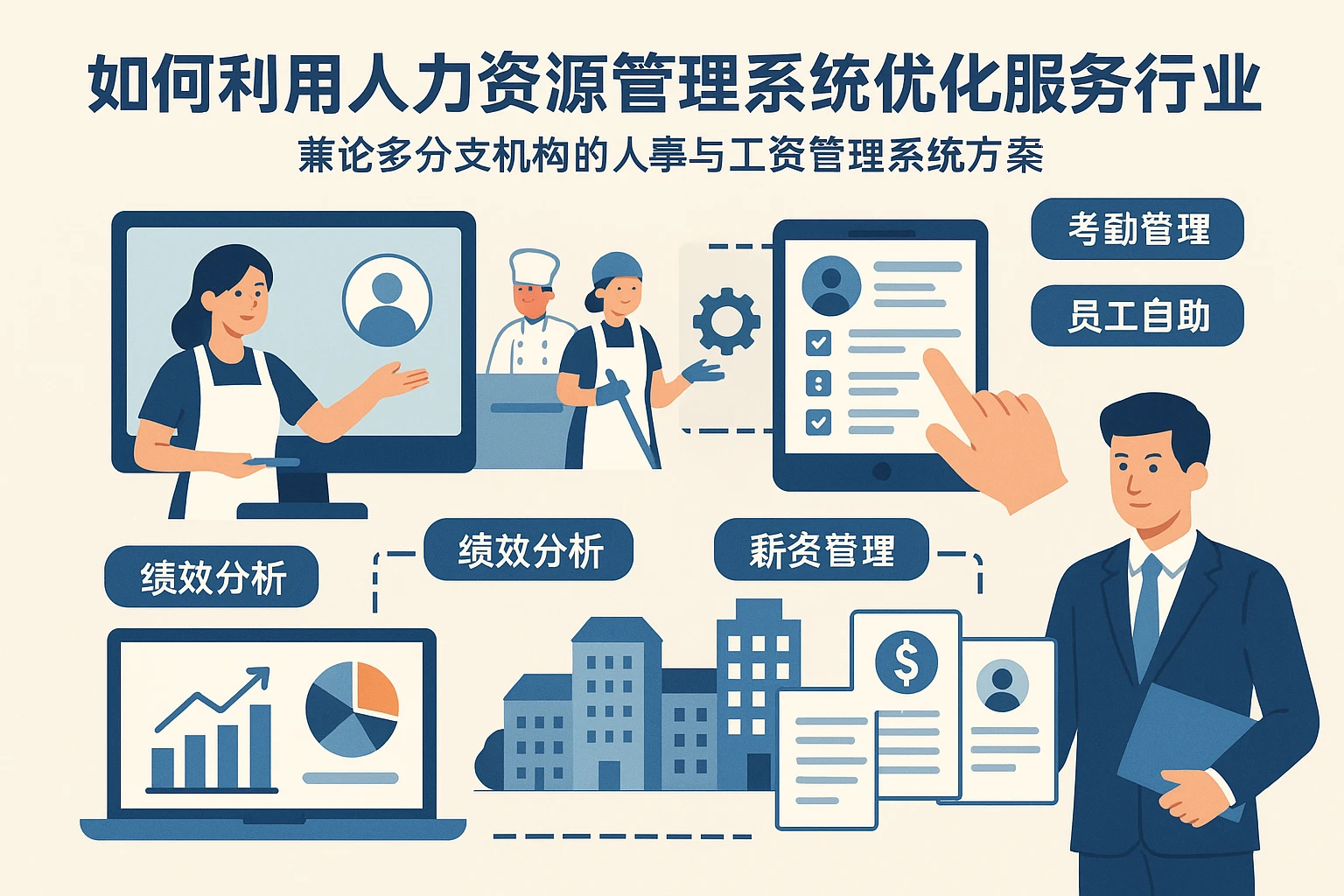 如何利用人力资源管理系统优化服务行业员工管理——兼论多分支机构的人事与工资管理系统方案