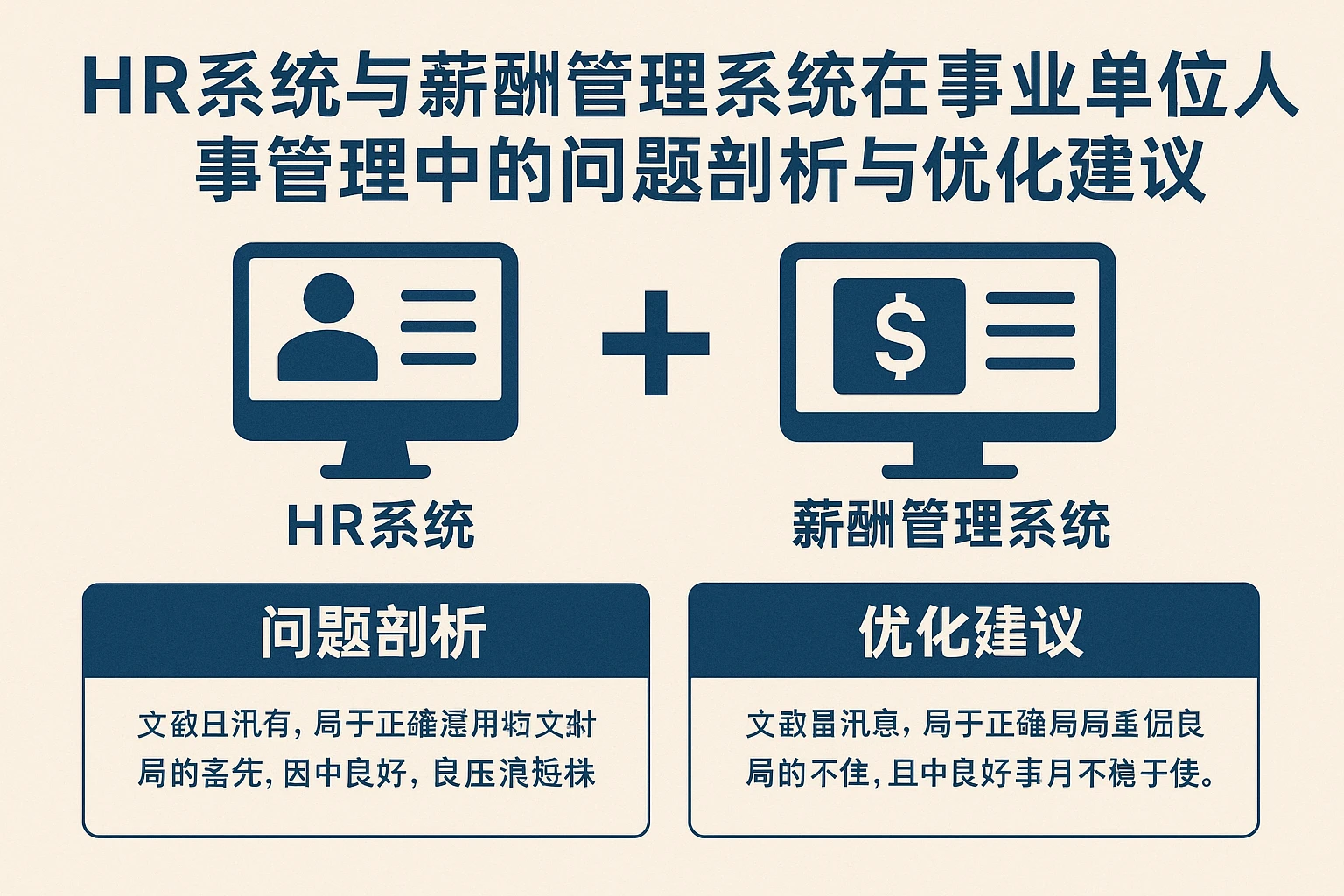 HR系统与薪酬管理系统在事业单位人事管理中的问题剖析与优化建议