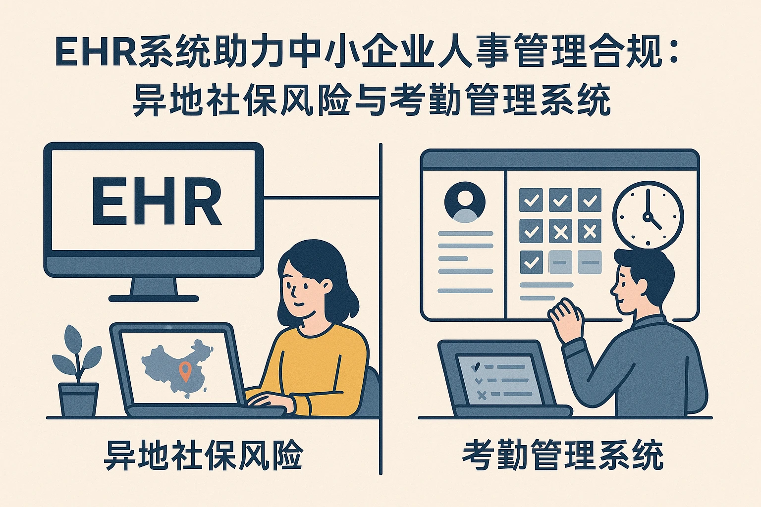 EHR系统助力中小企业人事管理合规：异地社保风险与考勤管理系统的应用