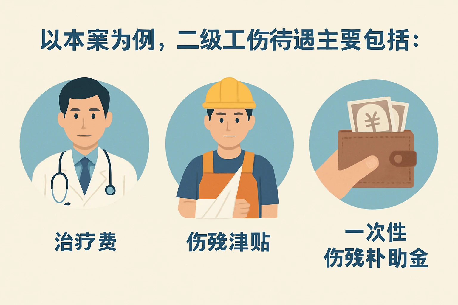 以本案为例，二级工伤待遇主要包括：