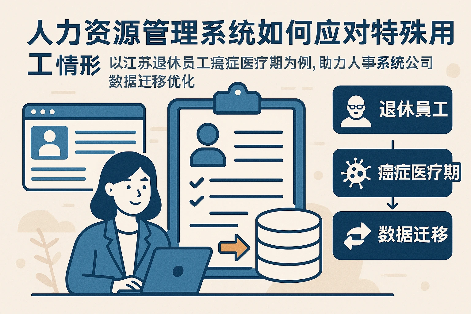 人力资源管理系统如何应对特殊用工情形：以江苏退休员工癌症医疗期为例，助力人事系统公司数据迁移优化