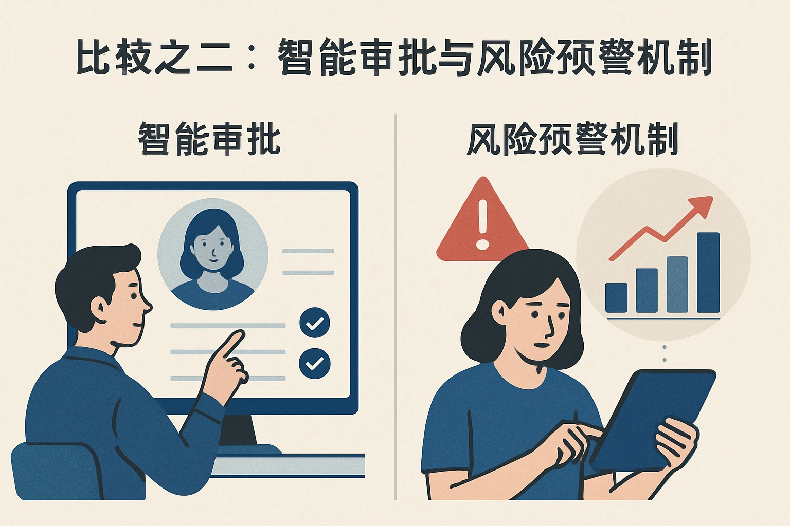 比较之二：智能审批与风险预警机制