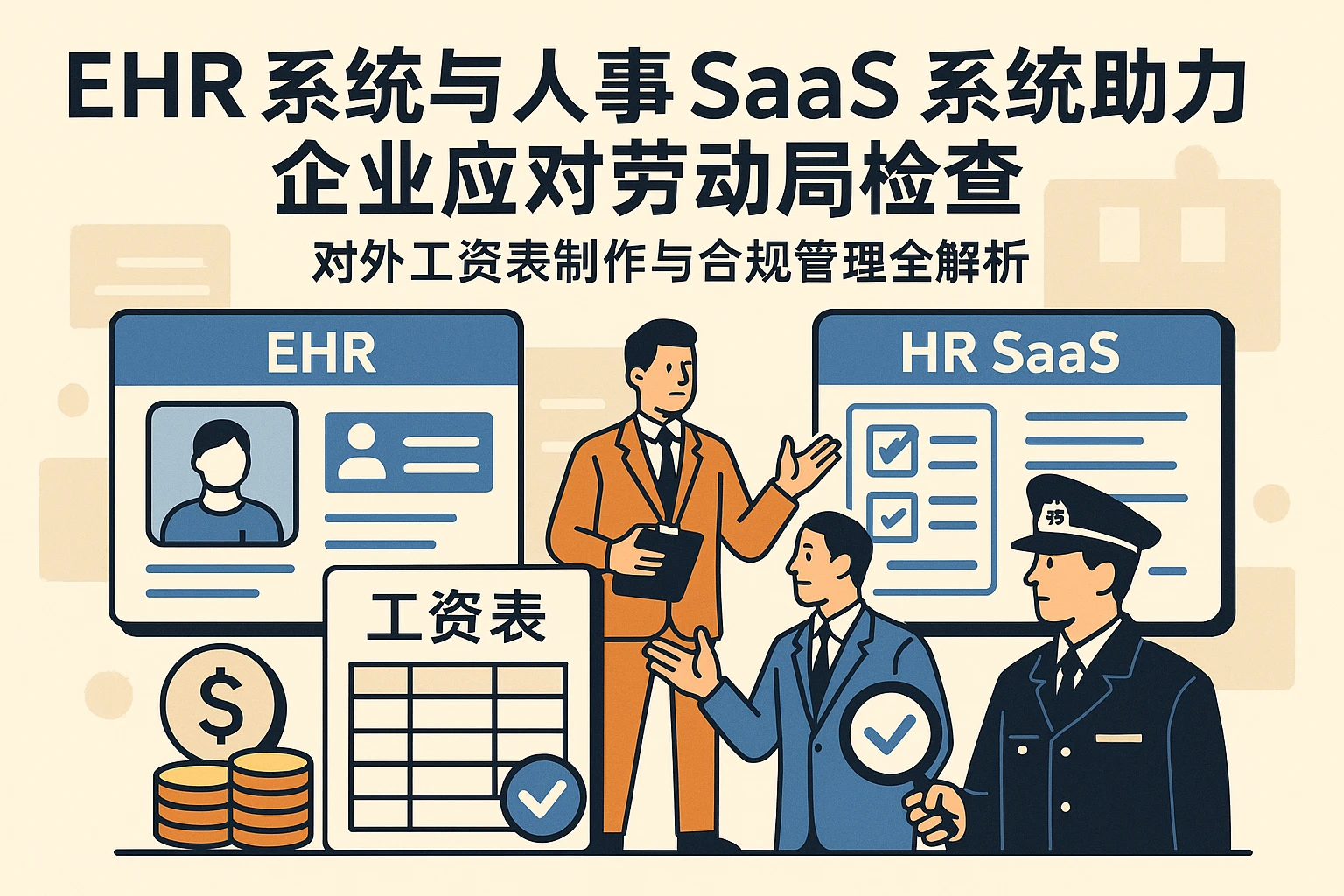 EHR系统与人事SaaS系统助力企业应对劳动局检查——对外工资表制作与合规管理全解析
