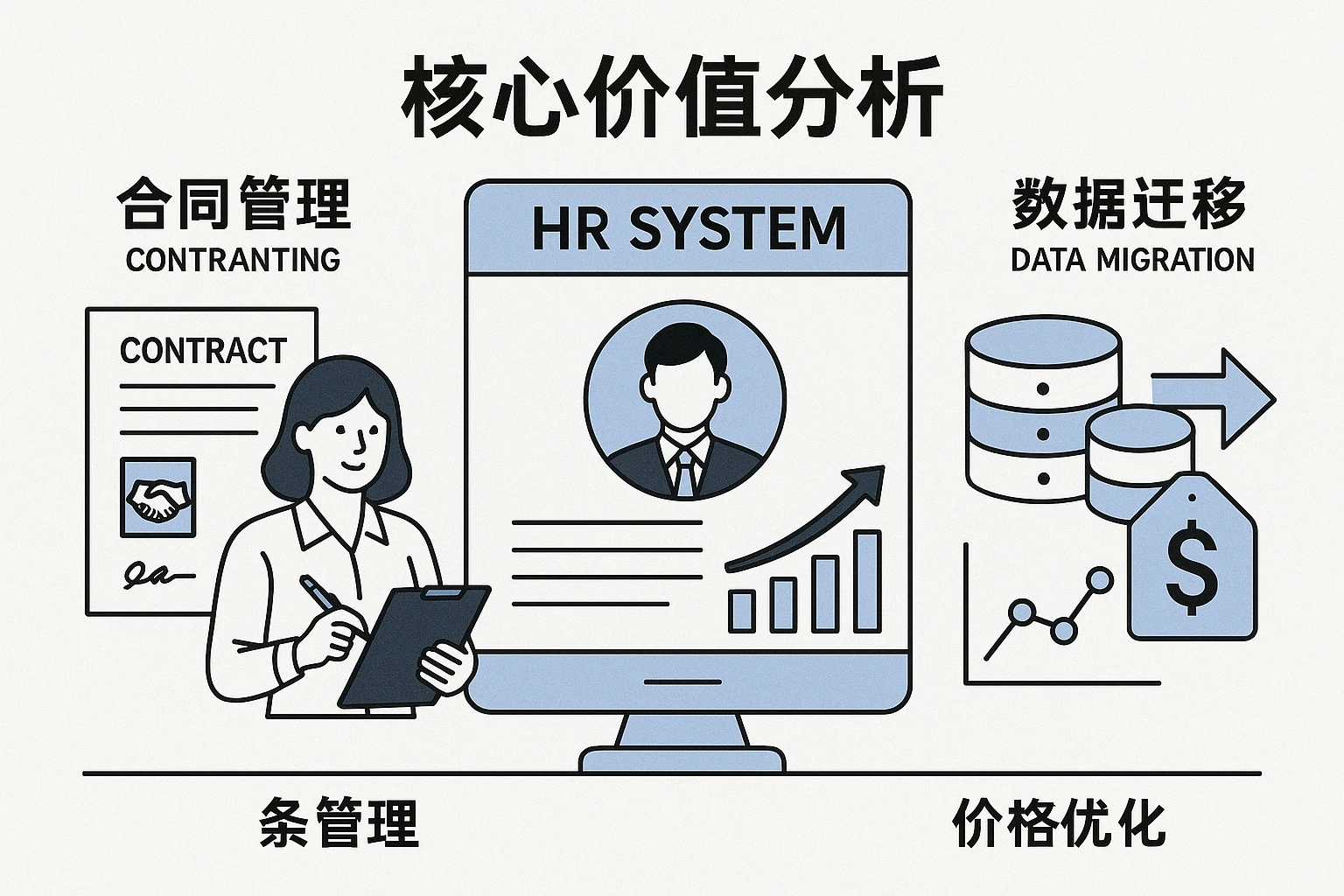 人事系统在处理合同管理、数据迁移与价格优化中的核心价值分析
