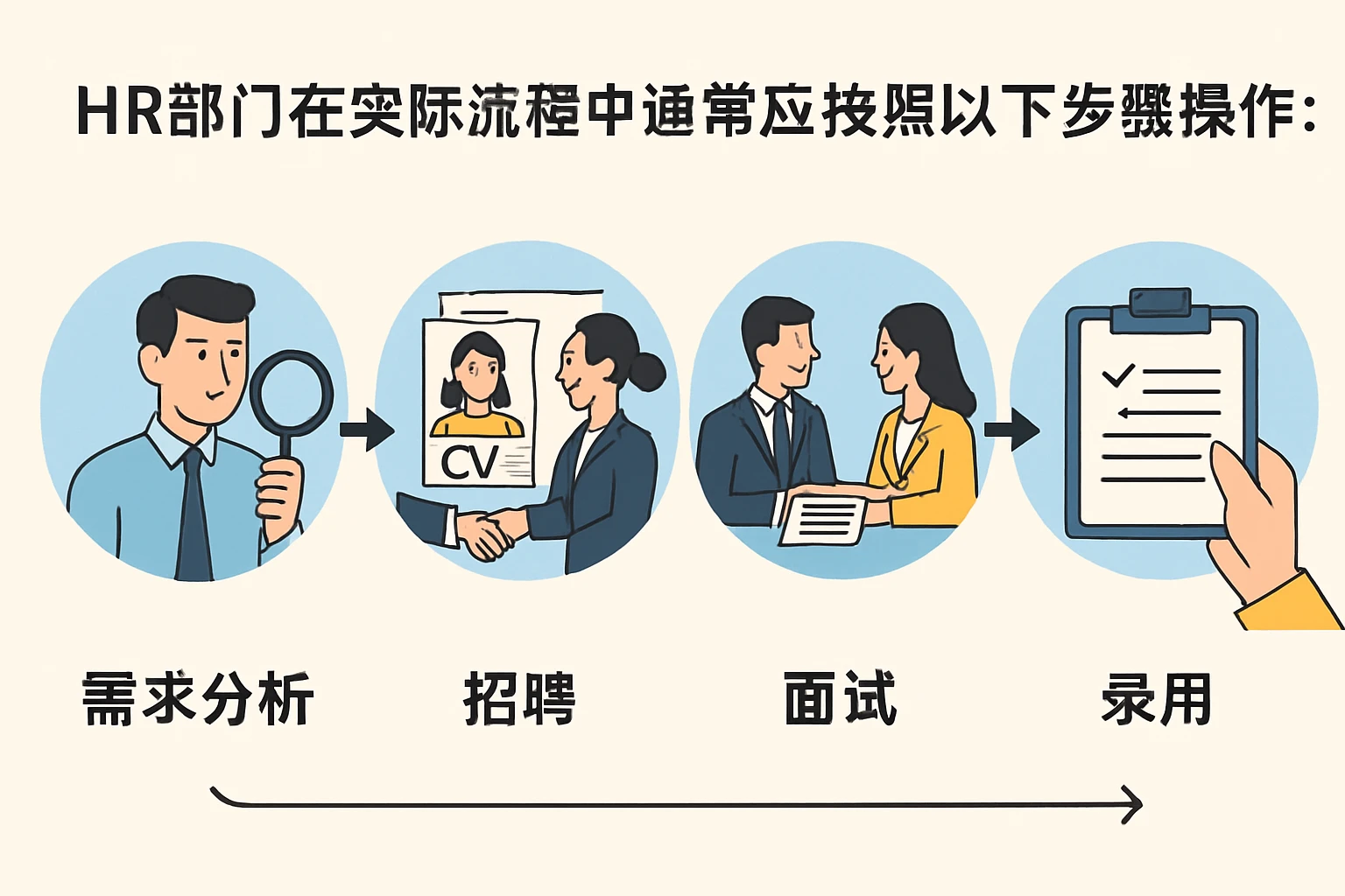 在实际流程中，HR部门通常应按照以下步骤操作：