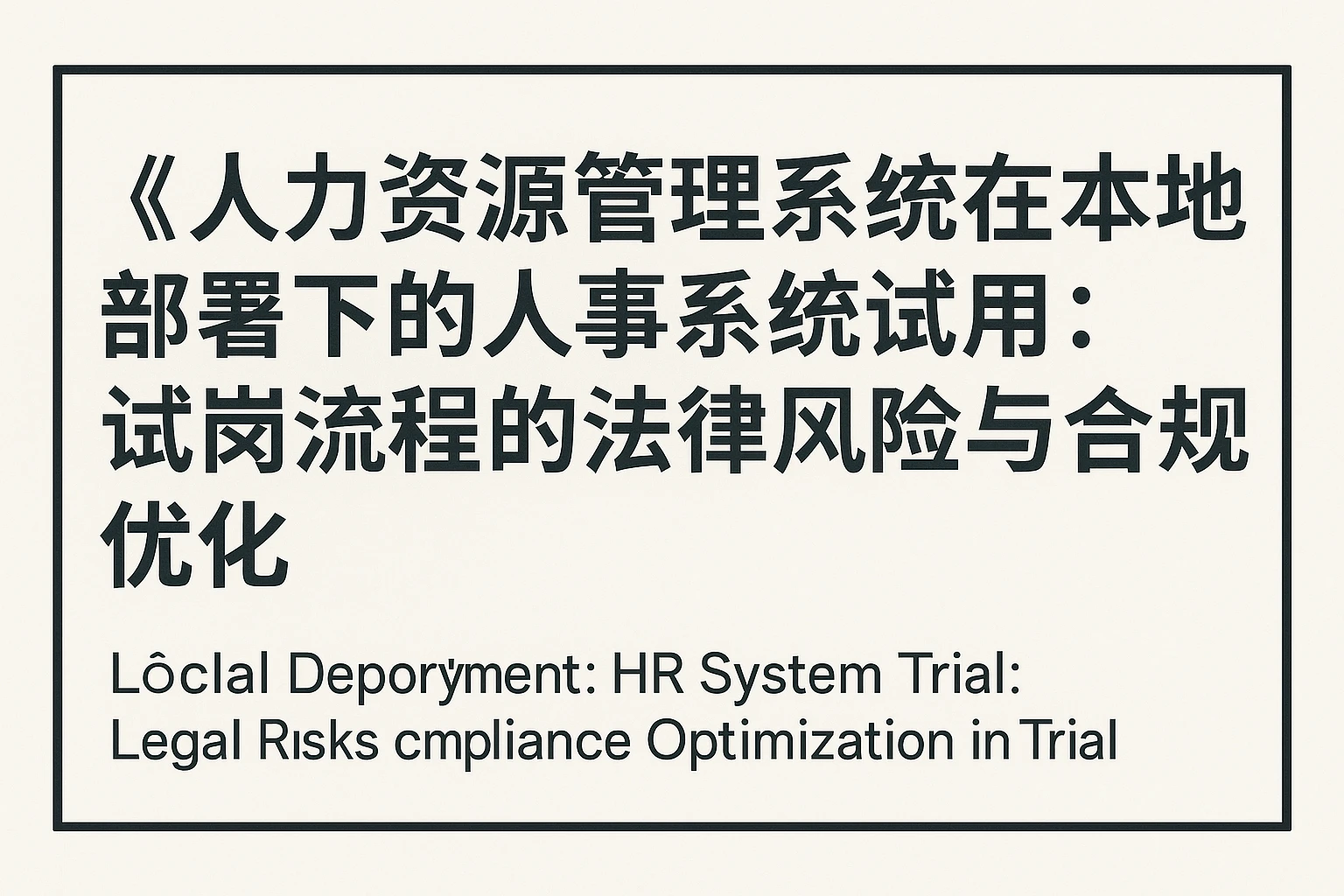 人力资源管理系统在本地部署下的人事系统试用：试岗流程的法律风险与合规优化