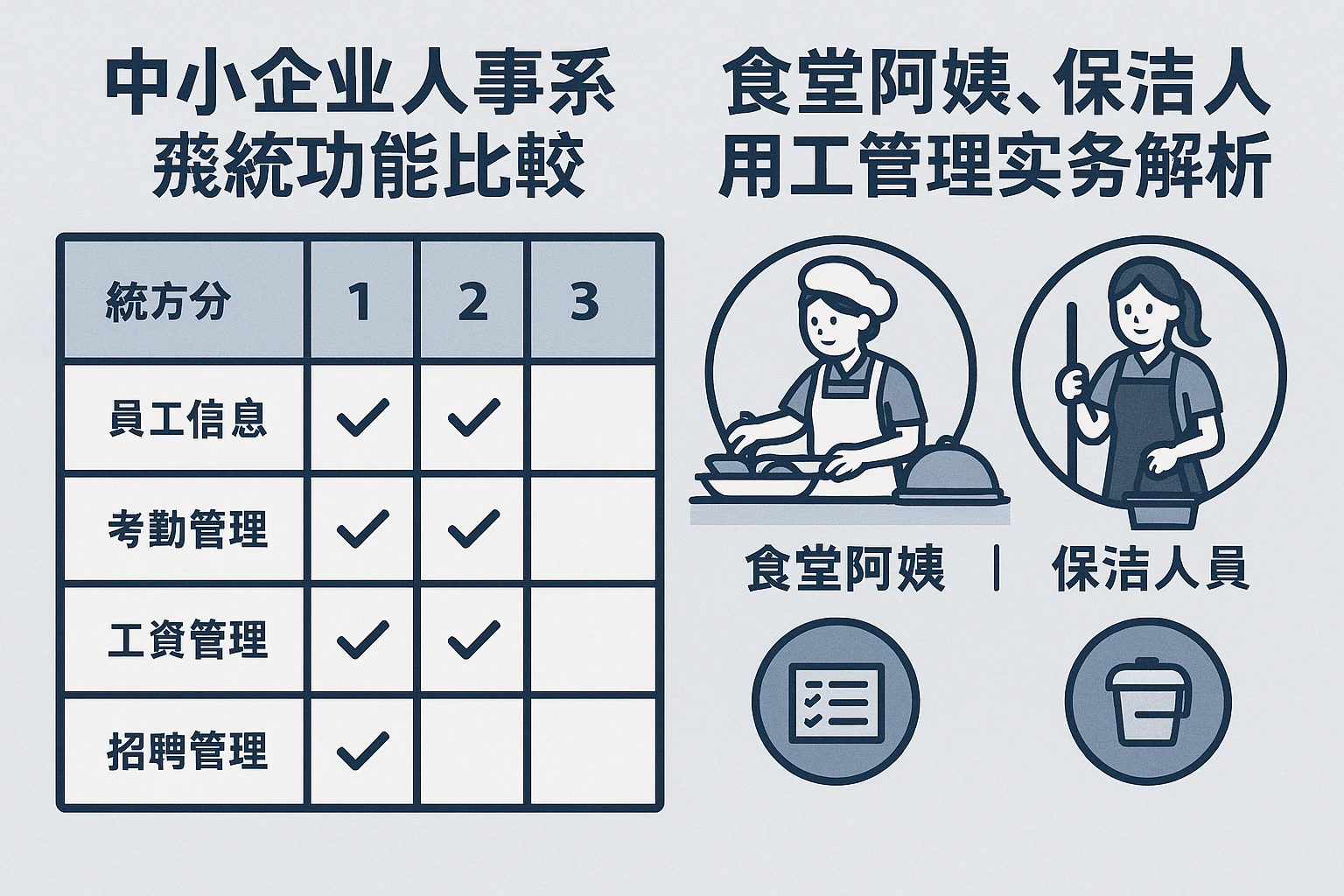 中小企业人事系统功能比较与食堂阿姨、保洁人员用工管理实务解析