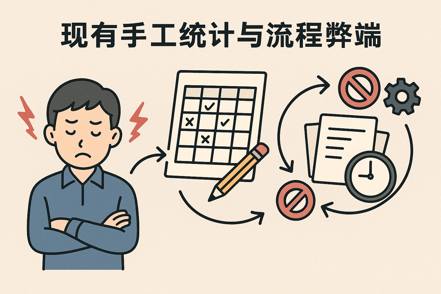 现有手工统计与流程弊端