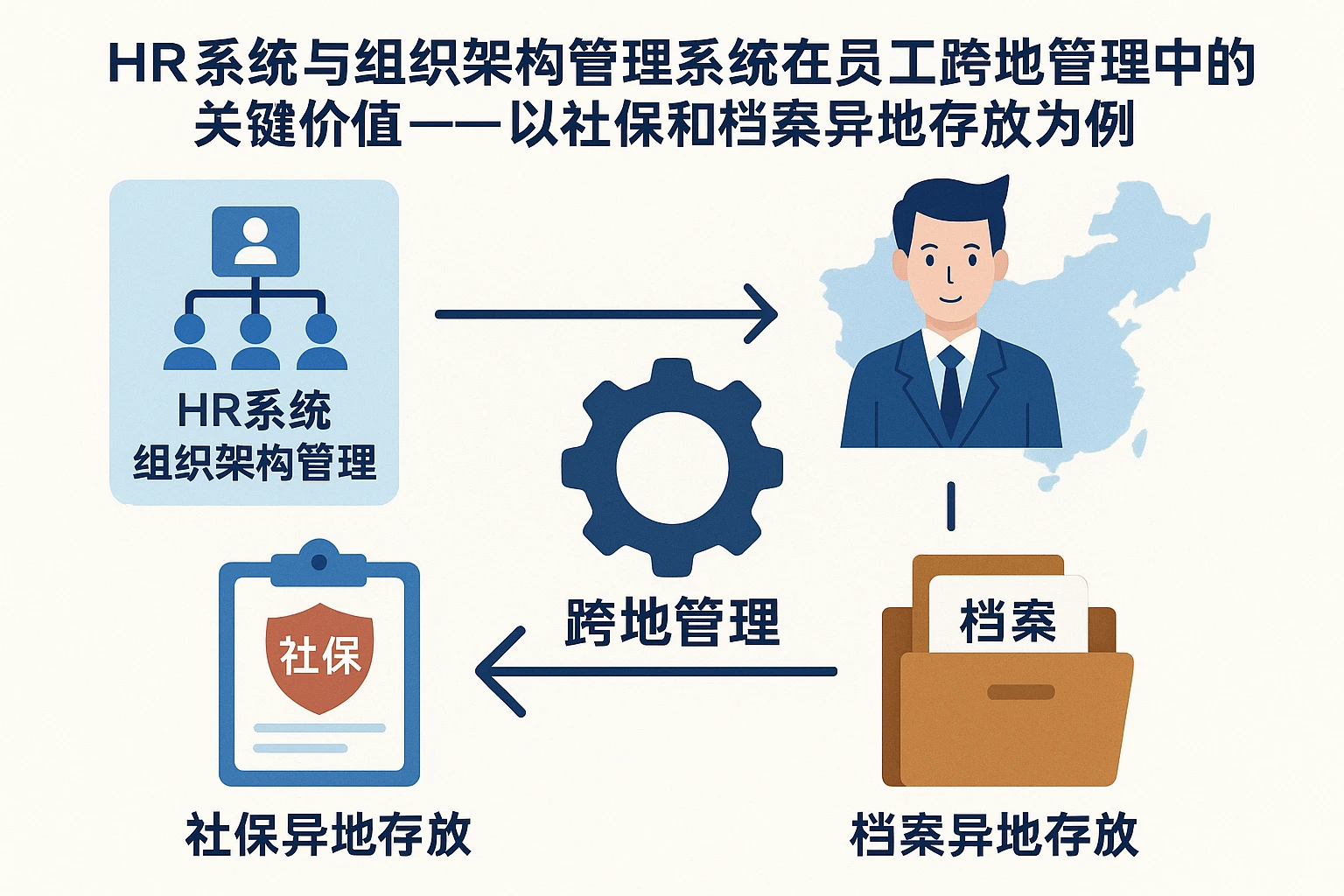 HR系统与组织架构管理系统在员工跨地管理中的关键价值——以社保和档案异地存放为例