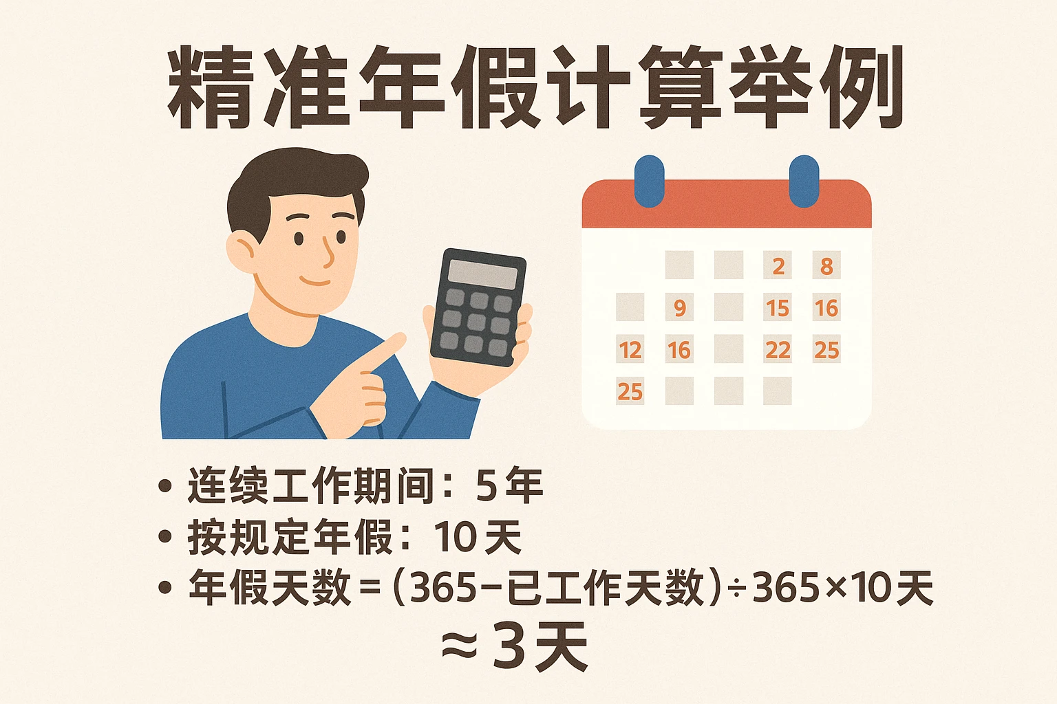 精准年假计算举例