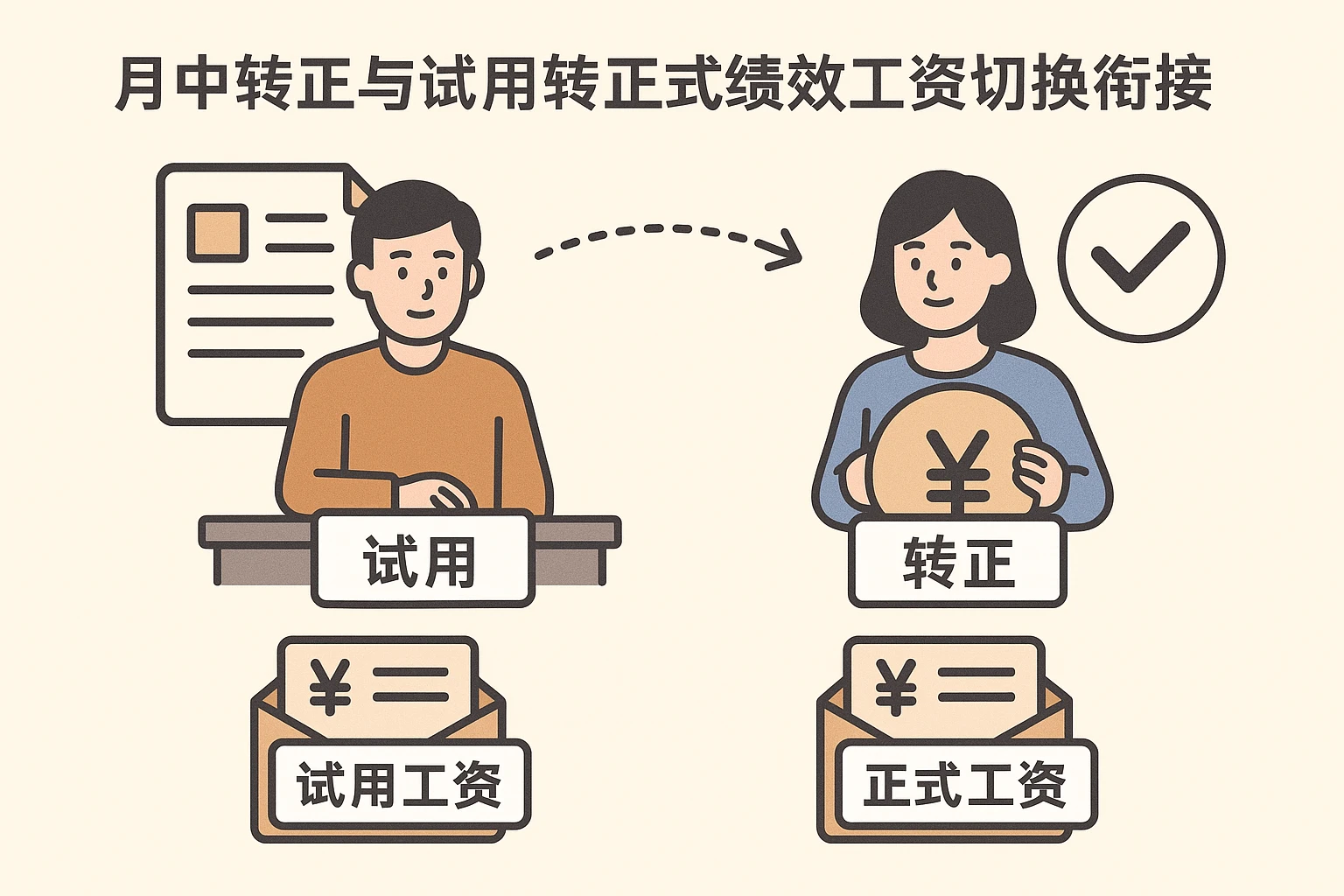 月中转正与试用转正式绩效工资切换的衔接
