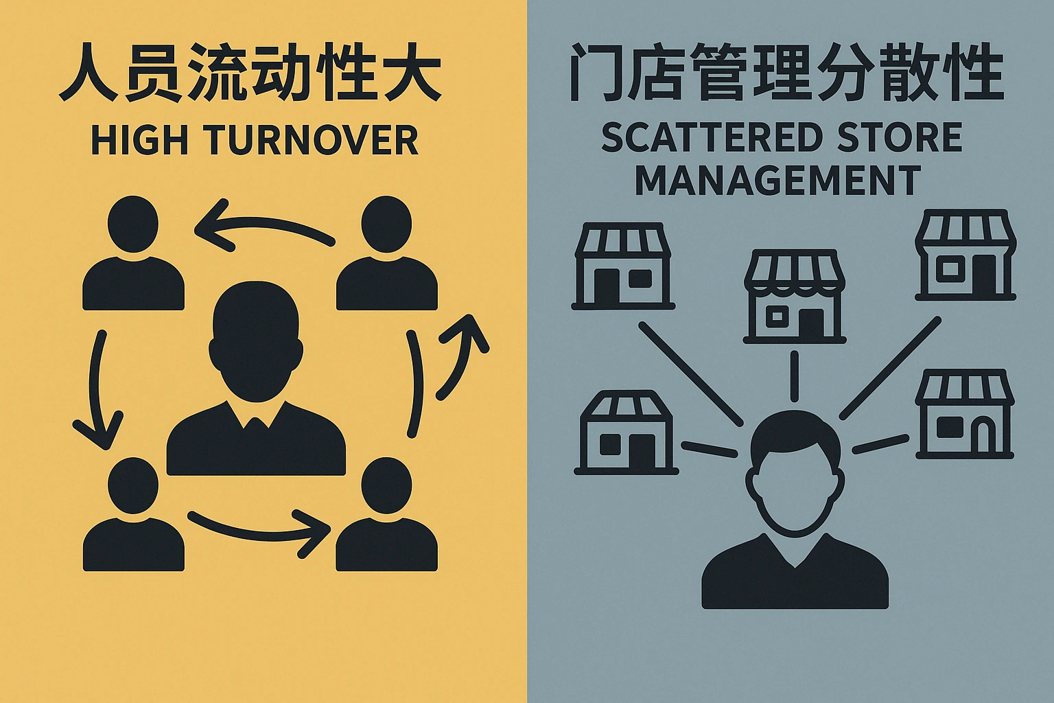 人员流动性大与门店管理分散性