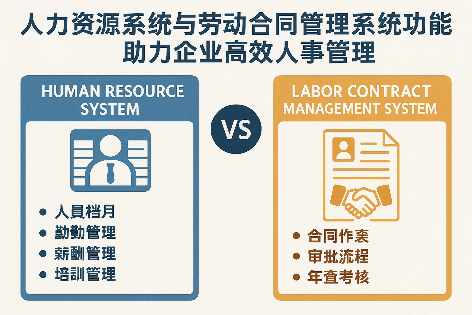 人力资源系统与劳动合同管理系统功能全面比较：助力企业高效人事管理
