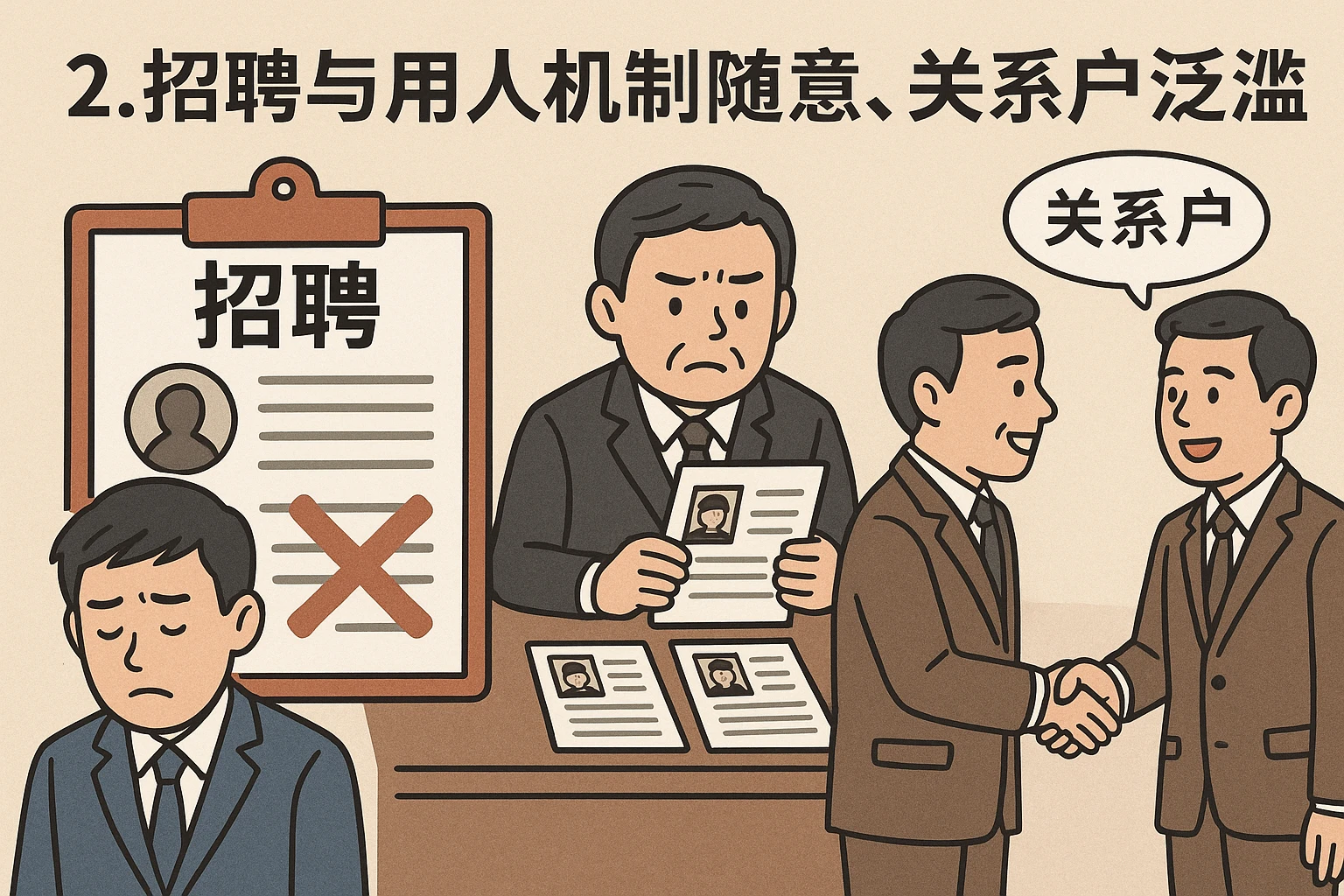2. 招聘与用人机制随意、关系户泛滥