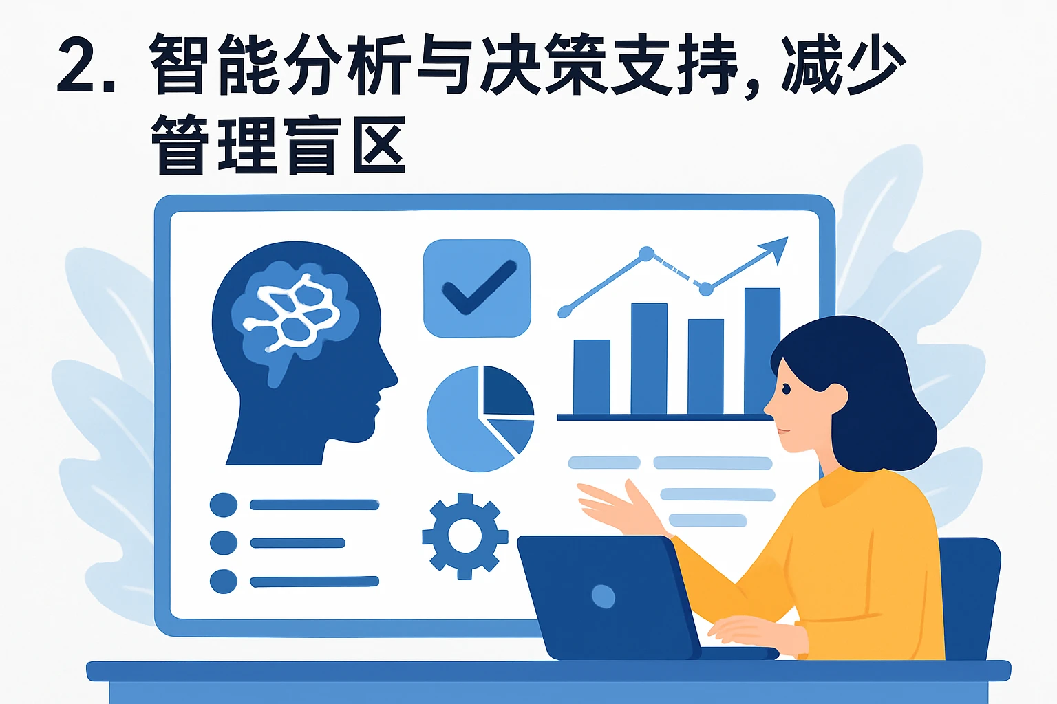 2. 智能分析与决策支持，减少管理盲区