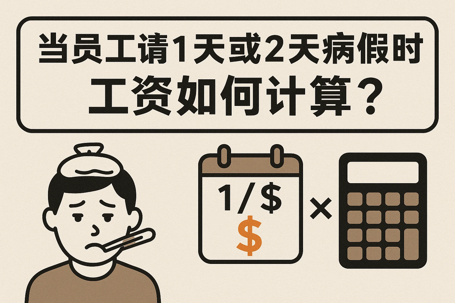 当员工请1天或2天病假时工资如何计算？