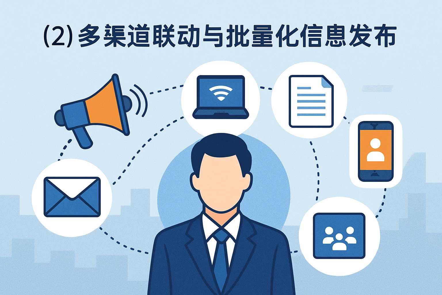 (2)多渠道联动与批量化信息发布
