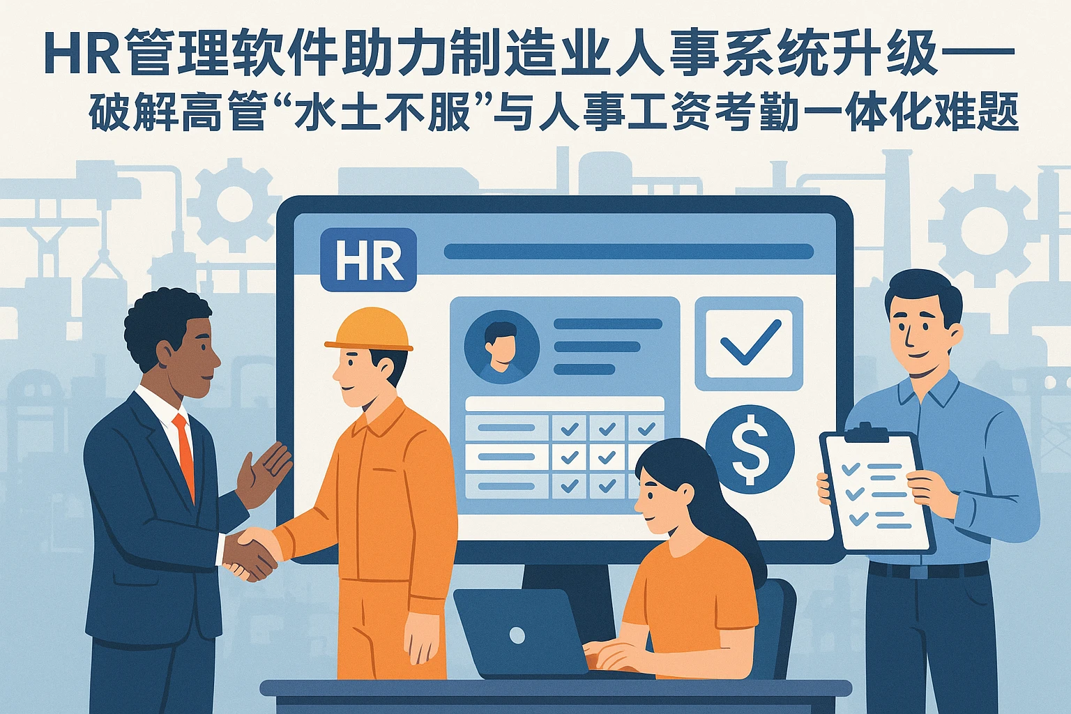 HR管理软件助力制造业人事系统升级——破解高管“水土不服”与人事工资考勤一体化难题