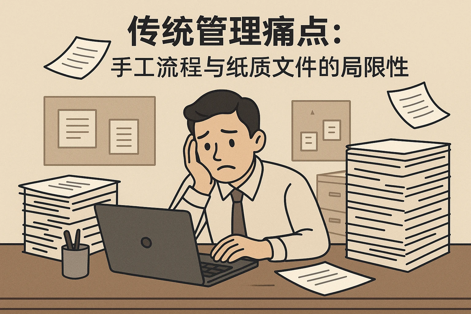 传统管理痛点:手工流程与纸质文件的局限性