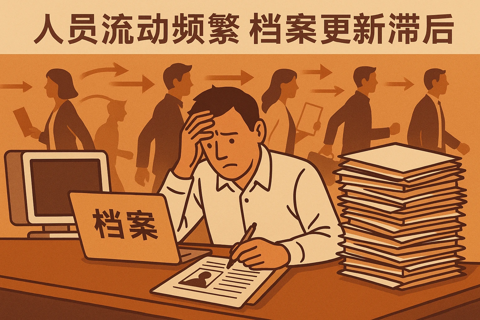 人员流动频繁，档案更新滞后