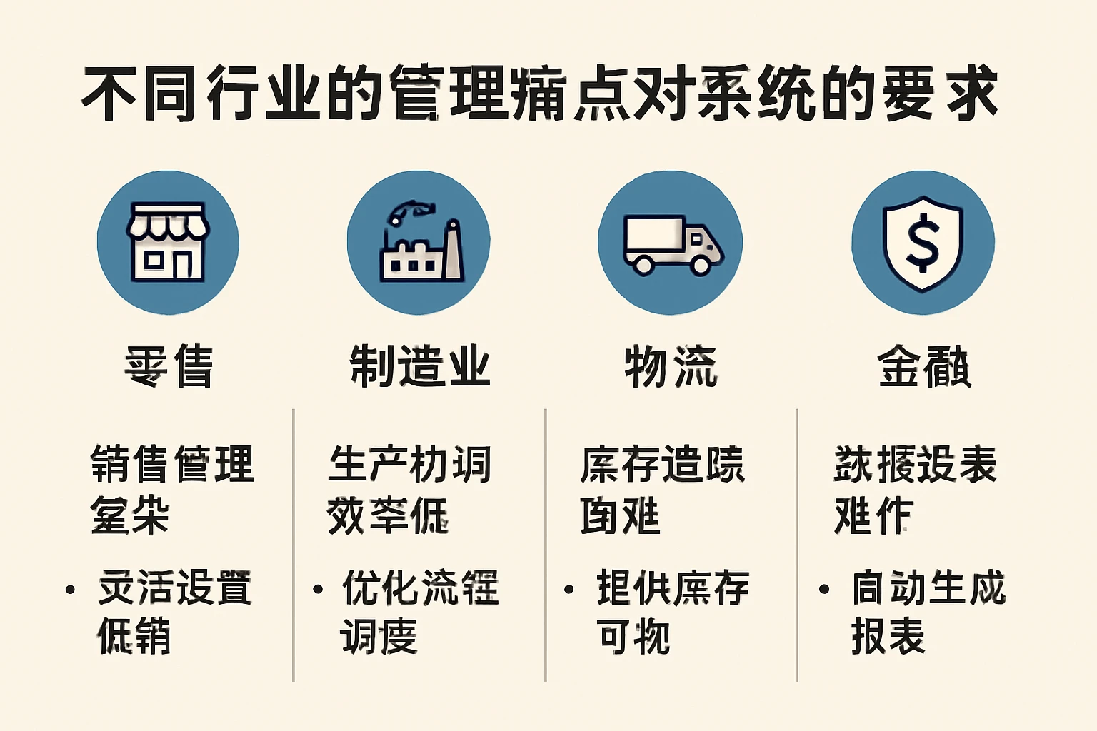 不同行业的管理痛点对系统的要求