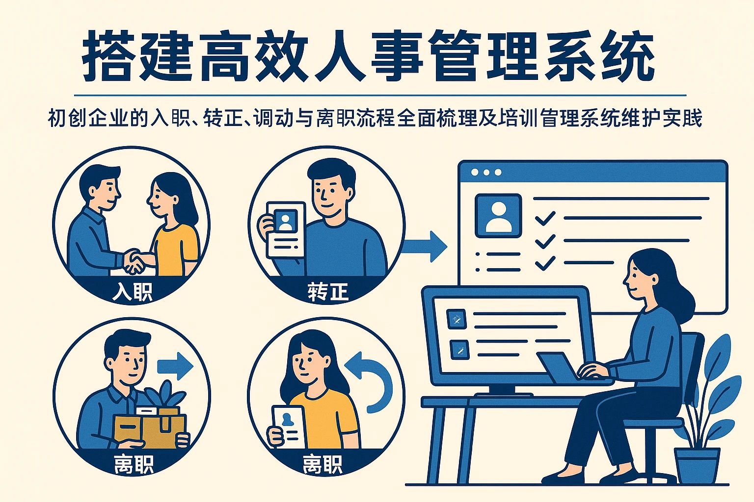 搭建高效人事管理系统：初创企业的入职、转正、调动与离职流程全面梳理及培训管理系统维护实践