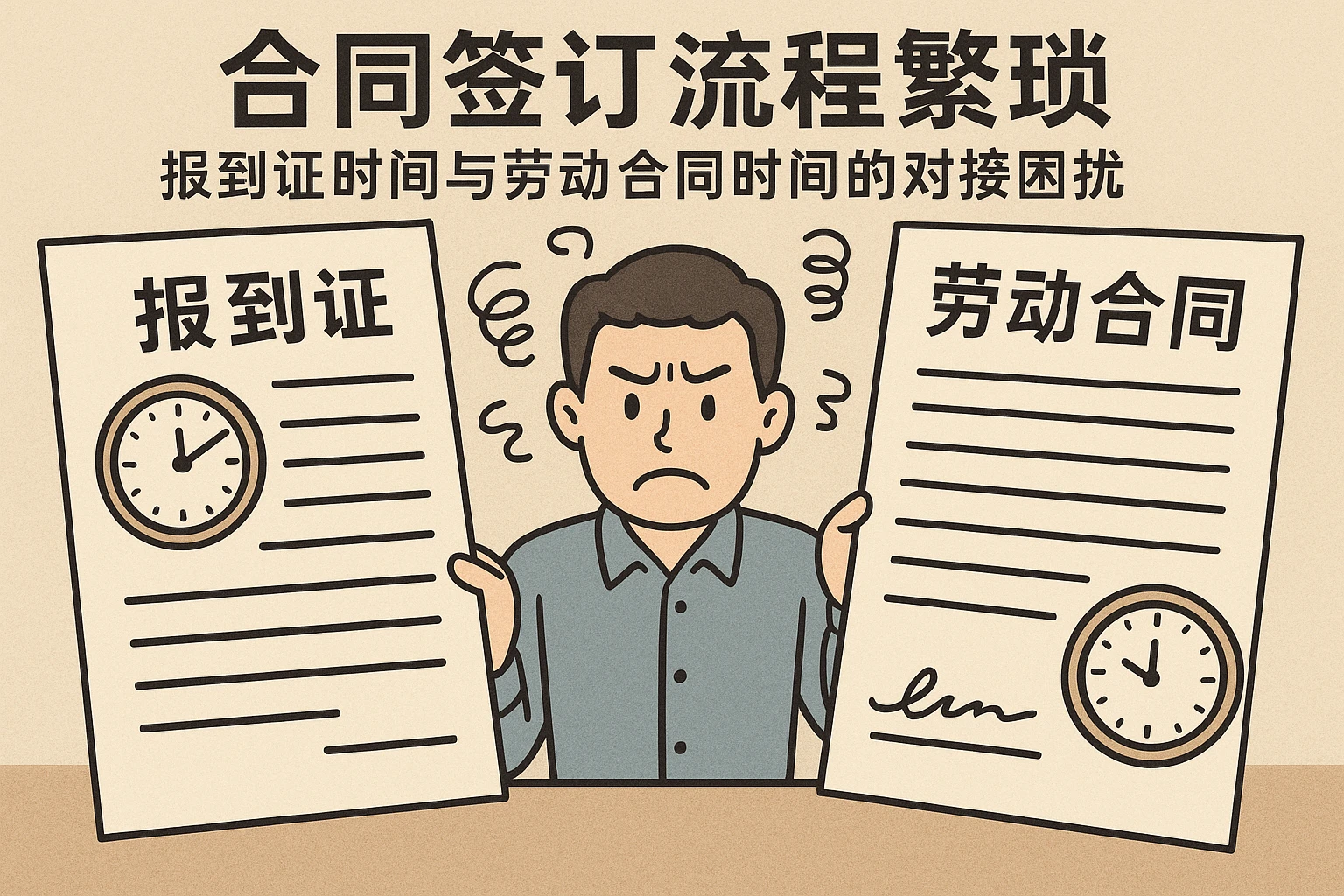 合同签订流程繁琐：报到证时间与劳动合同时间的对接困扰