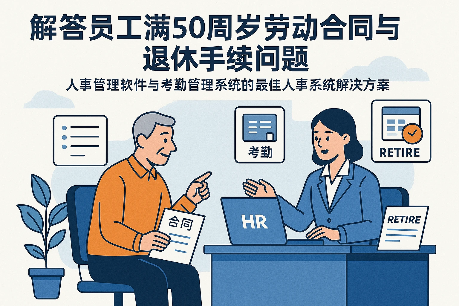 解答员工满50周岁劳动合同与退休手续问题：人事管理软件与考勤管理系统的最佳人事系统解决方案