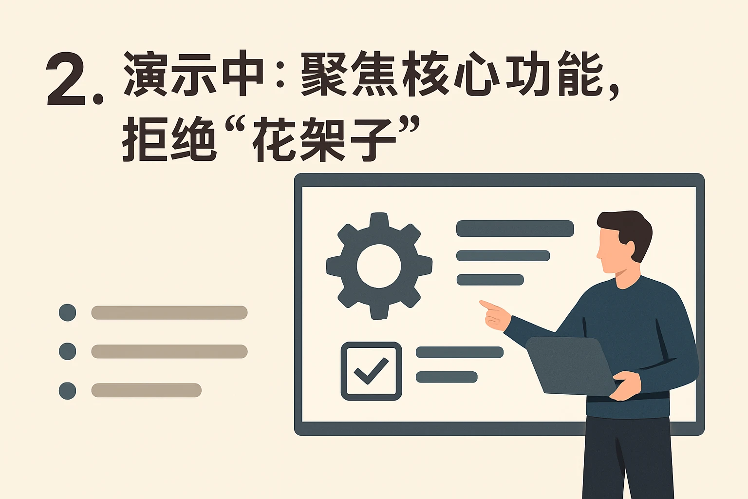 2. 演示中：聚焦核心功能，拒绝“花架子”