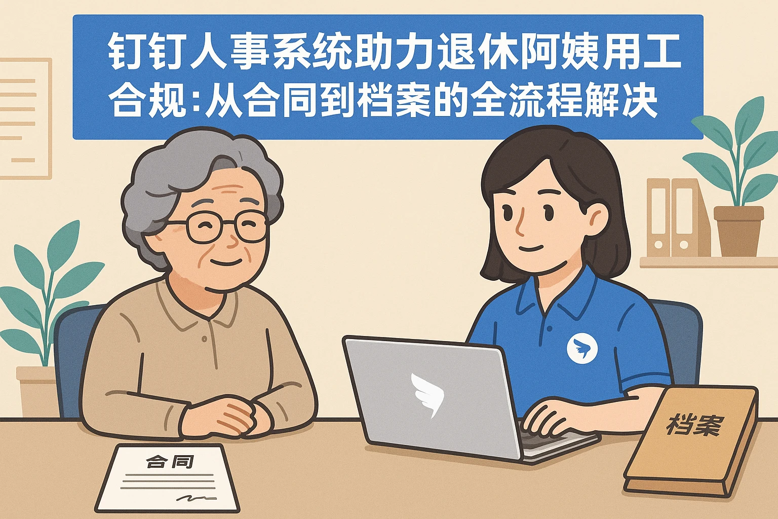 钉钉人事系统助力退休阿姨用工合规：从合同到档案的全流程解决方案