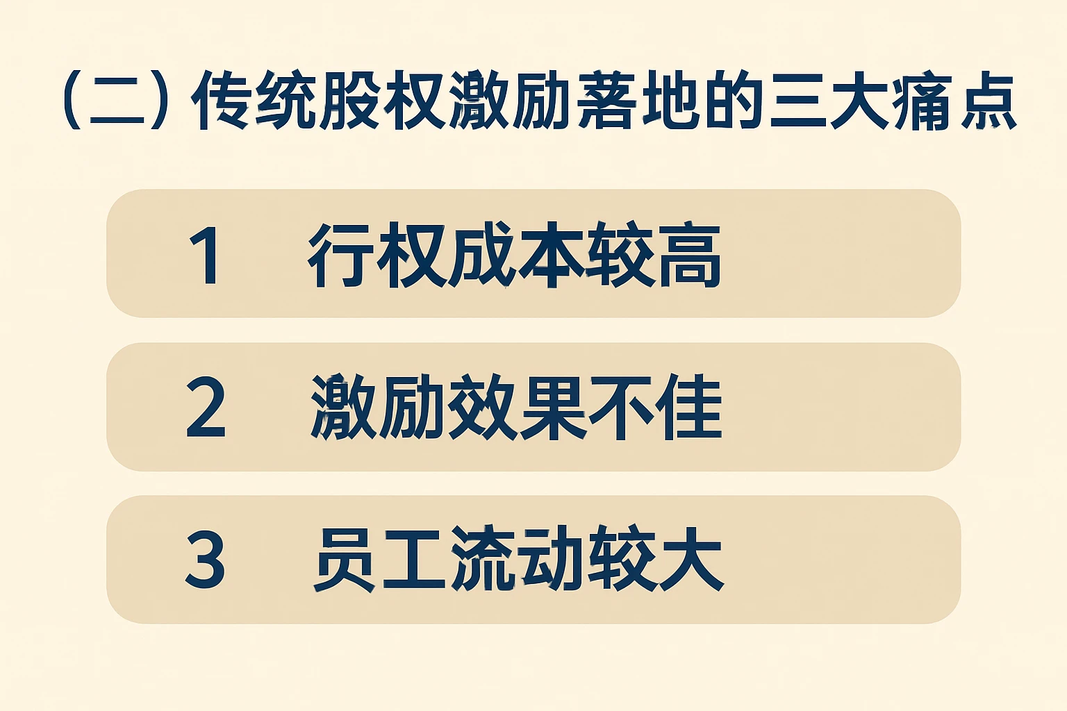 （二）传统股权激励落地的三大痛点