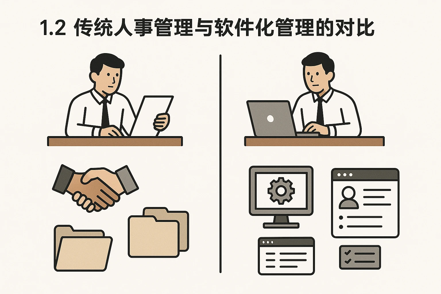 1.2 传统人事管理与软件化管理的对比
