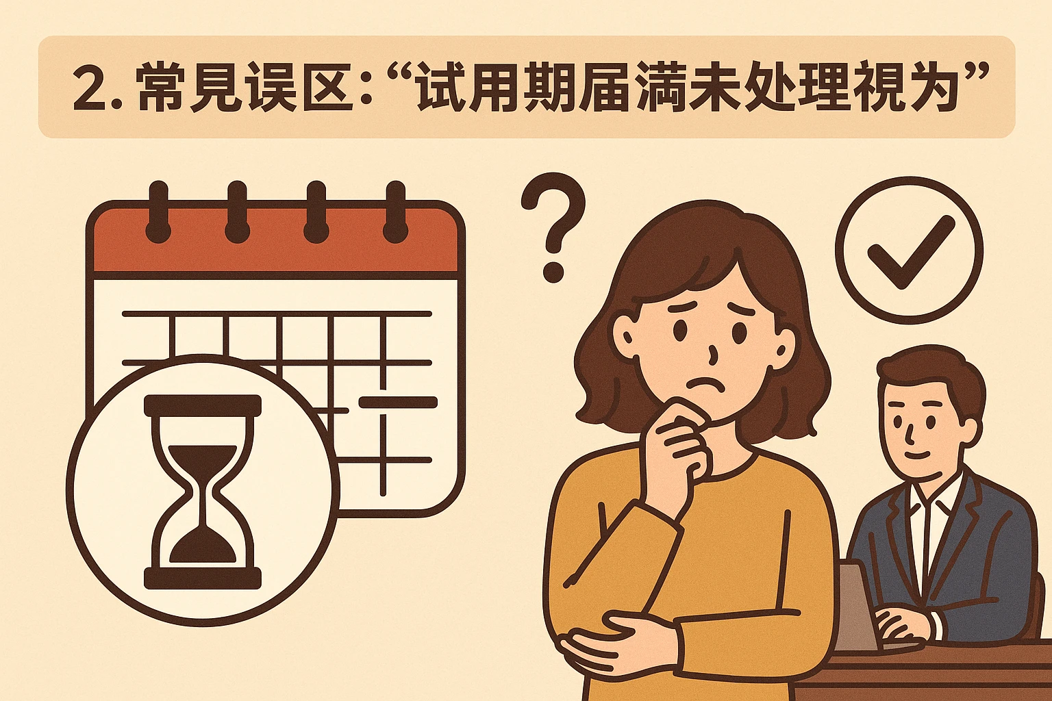 2. 常见误区：“试用期届满未处理视为转正”
