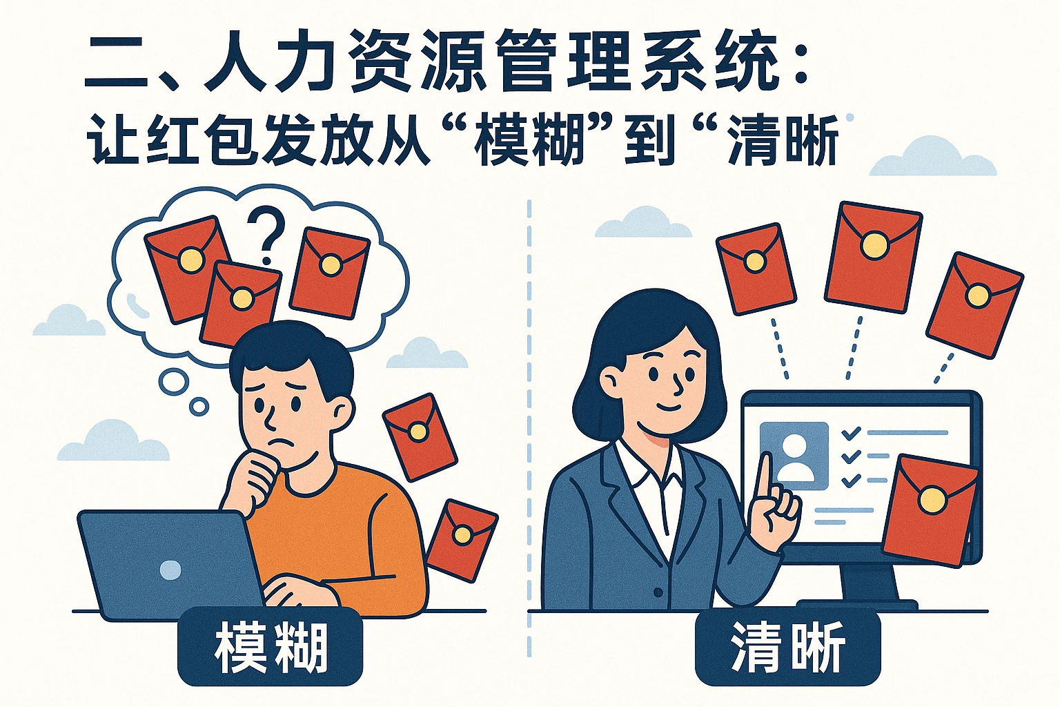 二、人力资源管理系统：让红包发放从“模糊”到“清晰”