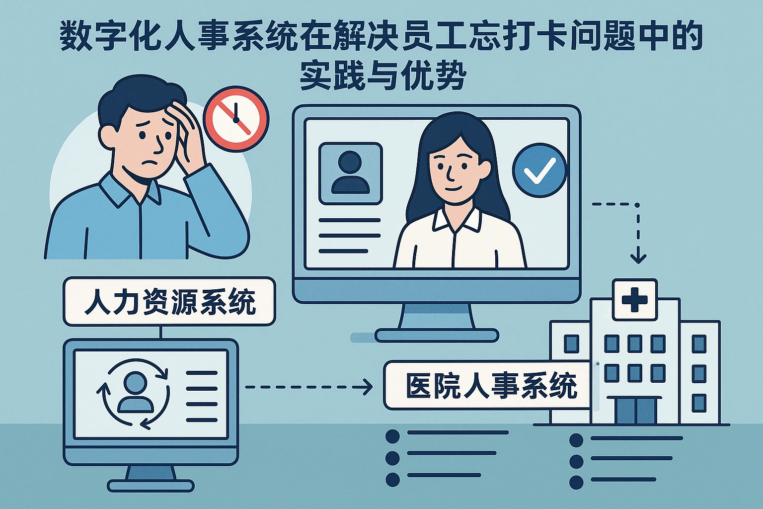 数字化人事系统在解决员工忘打卡问题中的实践与优势——以人力资源系统与医院人事系统为例