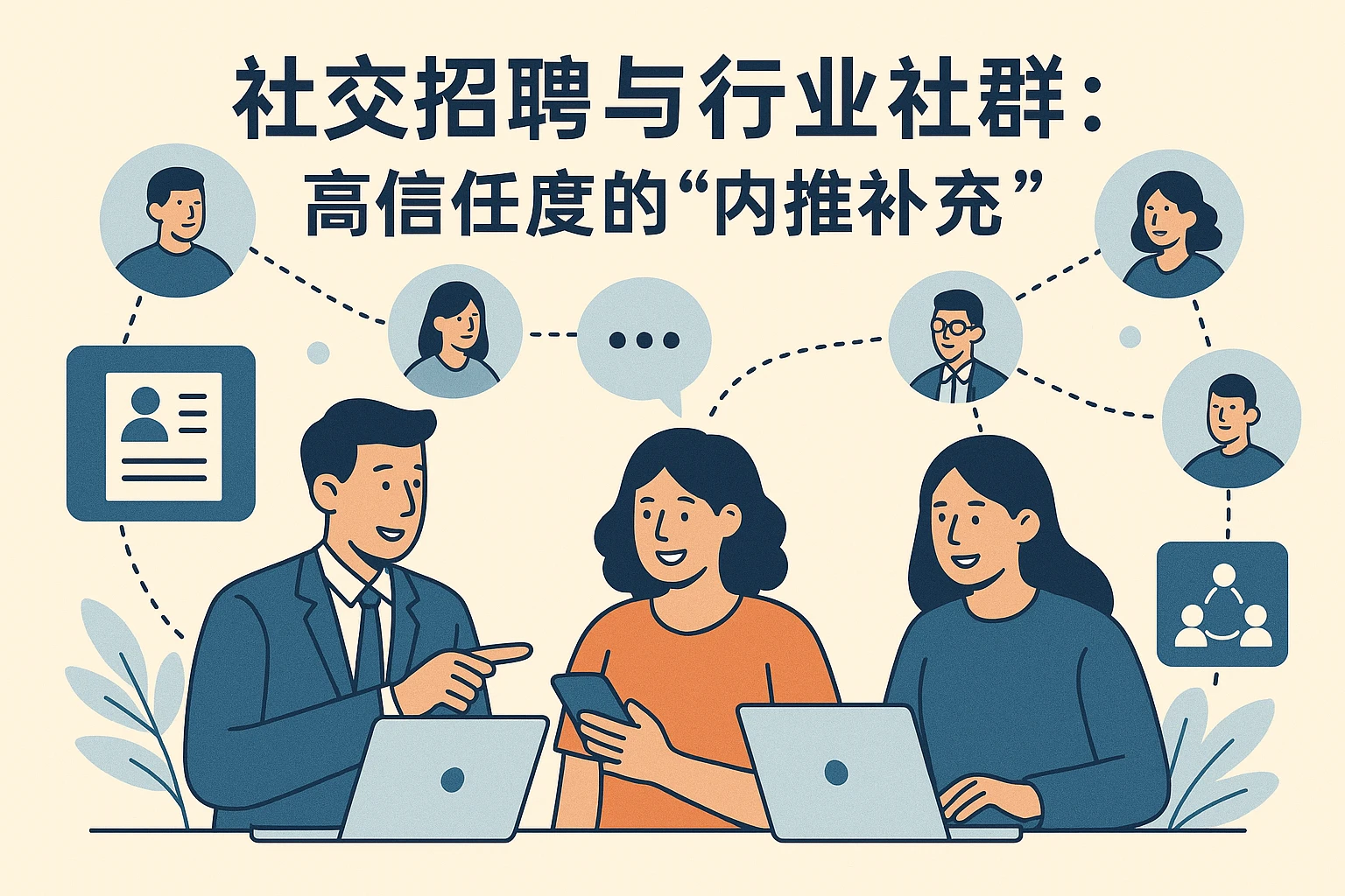 2. 社交招聘与行业社群：高信任度的“内推补充”